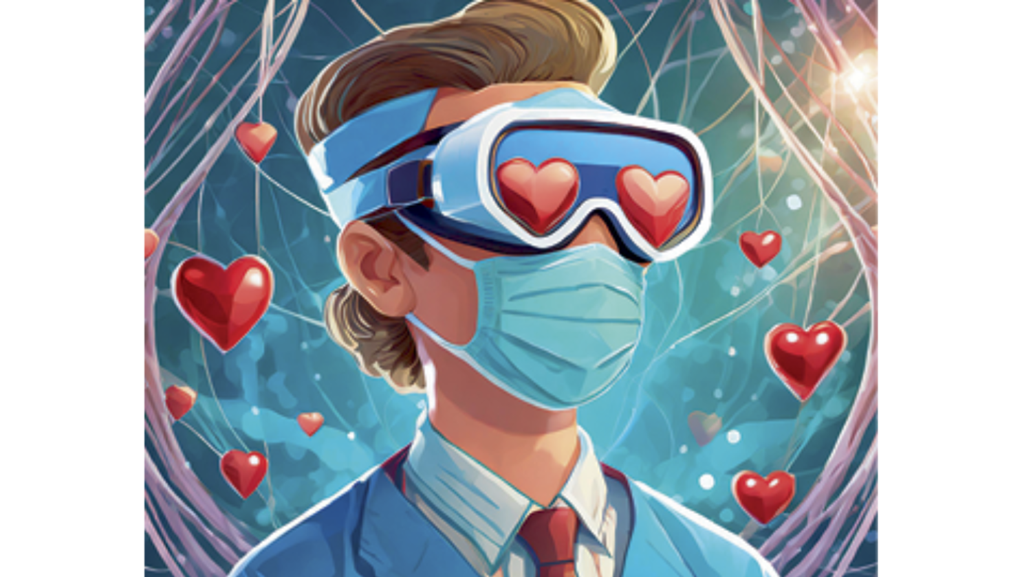 Illustratie (kleur) dokter met harten op de bril