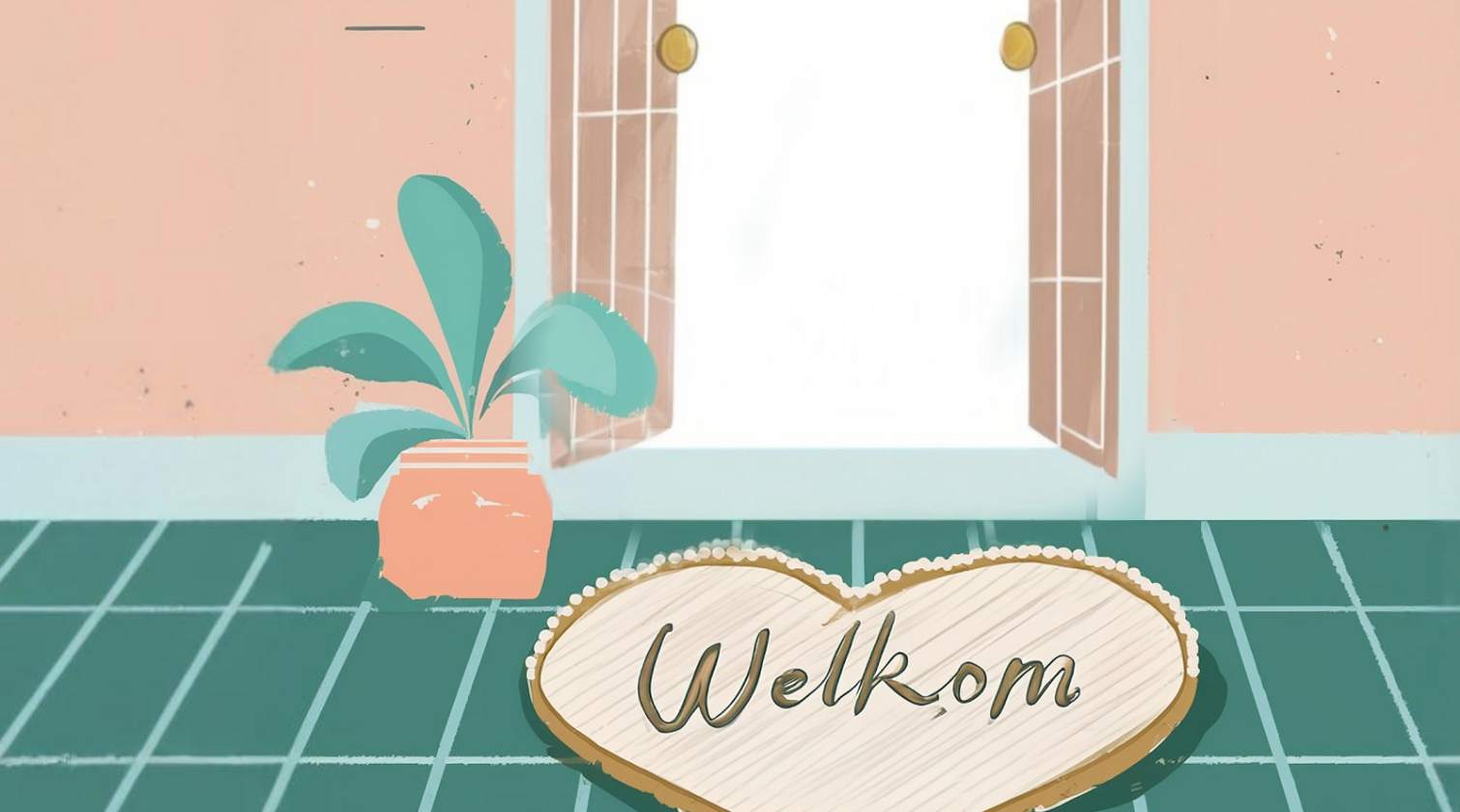 Illustratie (kleur) deurmat met 'Welkom' erop